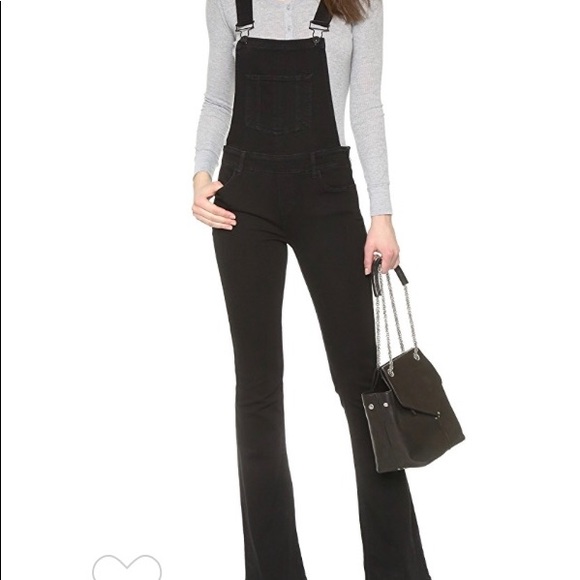 black bell bottom overalls